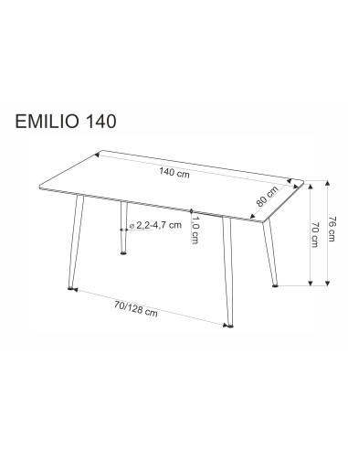 EMILIO 140 stół blat - biały marmur, nogi - czarny (2p 1szt)
