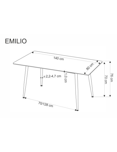 EMILIO 120 stół blat - biały marmur, nogi - czarny (2p 1szt)