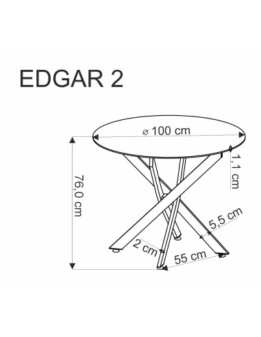 EDGAR 2 stół okrągły, blat - biały marmur, nogi - czarny (2p 1szt)