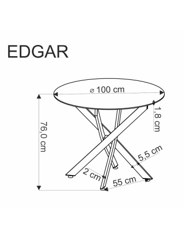 EDGAR stół, blat - orzechowy, nogi - czarny (2p 1szt)