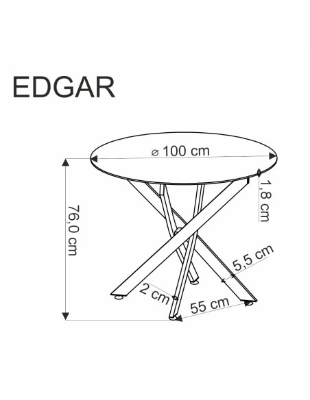 EDGAR stół, blat - orzechowy, nogi - czarny (2p 1szt)