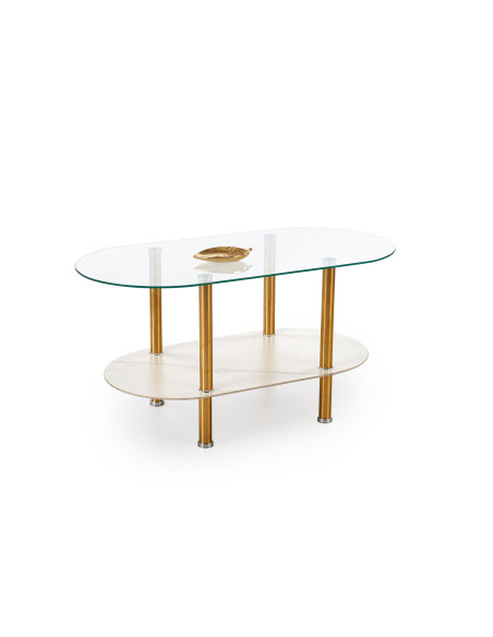 DUCAT ława, biały marmur / transparentny / złoty (2p 1szt)