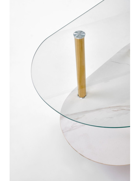 DUCAT ława, biały marmur / transparentny / złoty (2p 1szt)