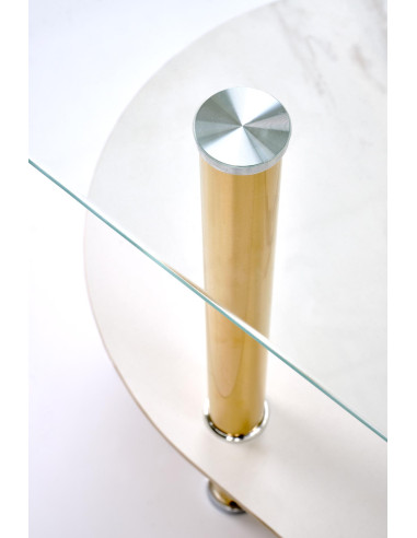 DUCAT ława, biały marmur / transparentny / złoty (2p 1szt)