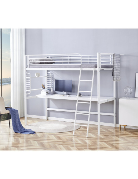 DOLCE łóżko piętrowe z biurkiem i organizerem, biały (3p 1szt)