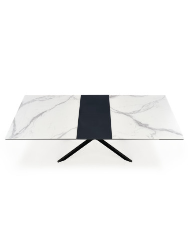 DIESEL stół rozkładany blat - biały marmur / c. popiel, nogi - czarny (2p 1szt)