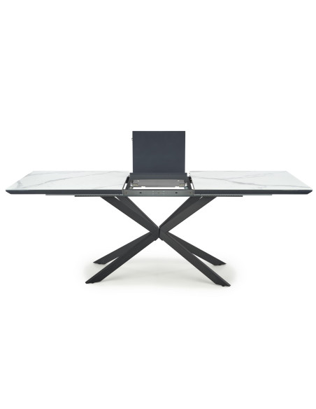 DIESEL stół rozkładany blat - biały marmur / c. popiel, nogi - czarny (2p 1szt)