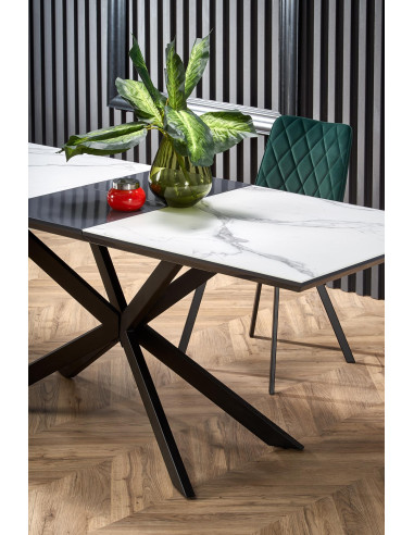 DIESEL stół rozkładany blat - biały marmur / c. popiel, nogi - czarny (2p 1szt)