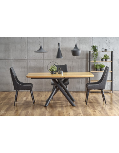 DERRICK stół rozkładany dąb naturalny / czarny (2p 1szt)