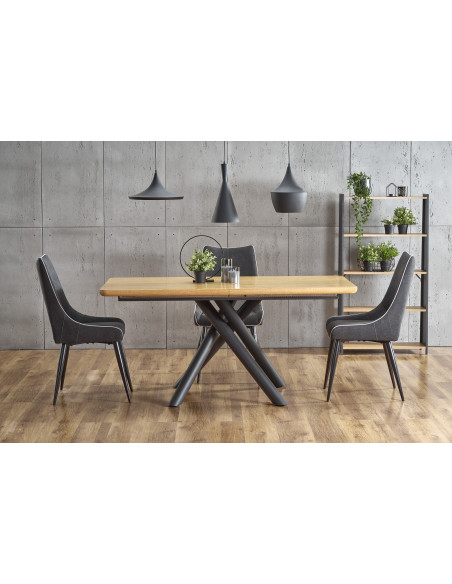 DERRICK stół rozkładany dąb naturalny / czarny (2p 1szt)