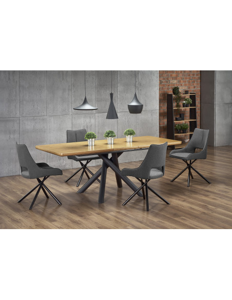 DERRICK stół rozkładany dąb naturalny / czarny (2p 1szt)