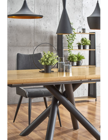 DERRICK stół rozkładany dąb naturalny / czarny (2p 1szt)