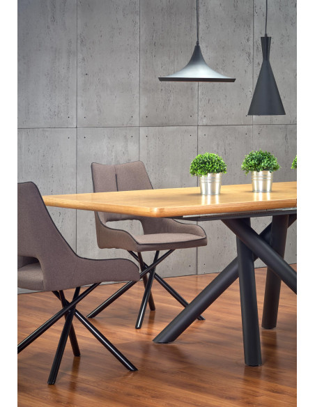 DERRICK stół rozkładany dąb naturalny / czarny (2p 1szt)