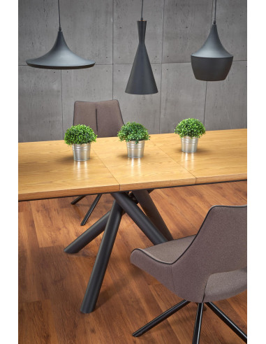 DERRICK stół rozkładany dąb naturalny / czarny (2p 1szt)