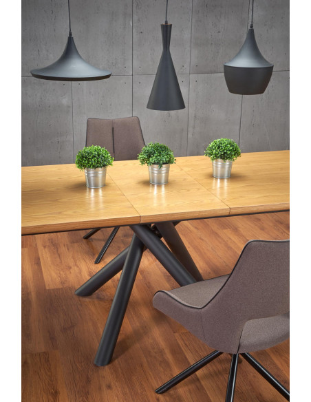 DERRICK stół rozkładany dąb naturalny / czarny (2p 1szt)