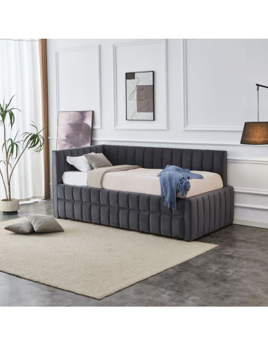 DERBY łóżko z wysuwanym dolnym materacem, popielaty (2p 1szt)