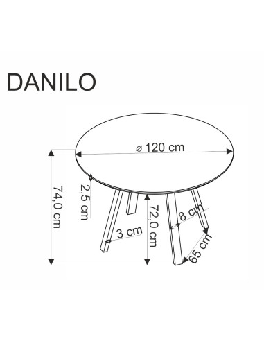 DANILO stół okrągły, blat - orzechowy, nogi - czarny (2p 1szt)