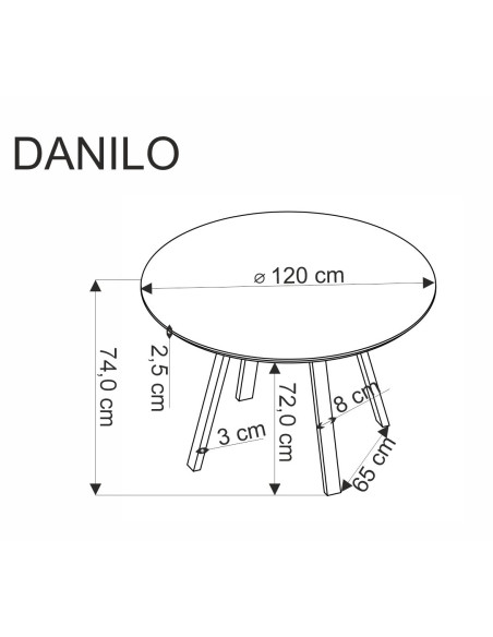 DANILO stół okrągły, blat - orzechowy, nogi - czarny (2p 1szt)