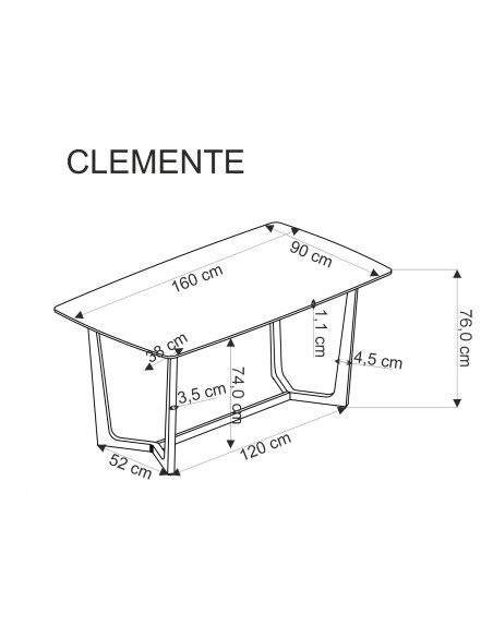 CLEMENTE stół blat - biały marmur, nogi - złoty (2p 1szt)