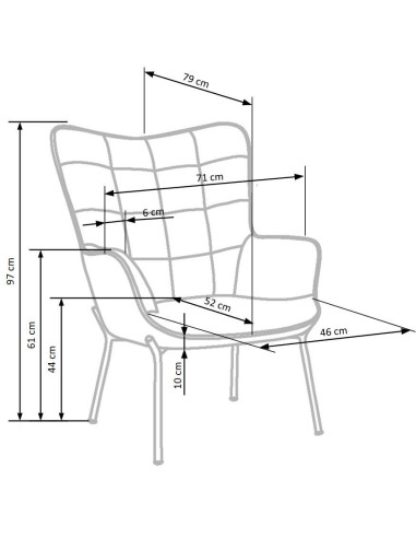 CASTEL fotel wypoczynkowy czarny / jasny popiel