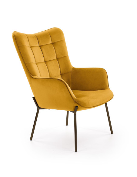 CASTEL fotel wypoczynkowy czarny / musztardowy