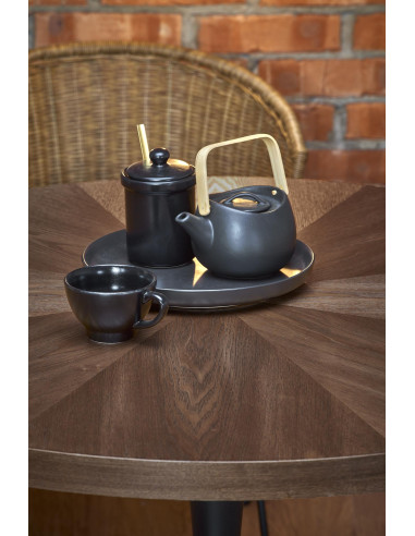 CARMELO stół okrągły, blat - orzech, noga - czarny (3p 1szt)