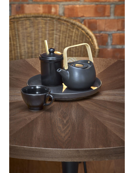 CARMELO stół okrągły, blat - orzech, noga - czarny (3p 1szt)