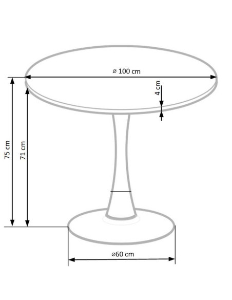 CARMELO stół okrągły, blat - orzech, noga - czarny (3p 1szt)