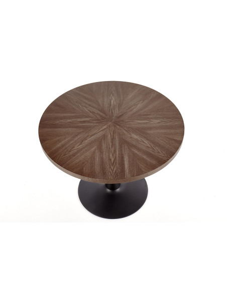 CARMELO stół okrągły, blat - orzech, noga - czarny (3p 1szt)