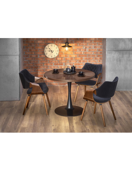 CARMELO stół okrągły, blat - orzech, noga - czarny (3p 1szt)