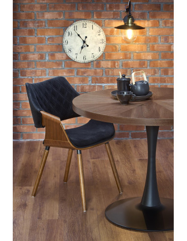 CARMELO stół okrągły, blat - orzech, noga - czarny (3p 1szt)