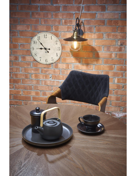 CARMELO stół okrągły, blat - orzech, noga - czarny (3p 1szt)