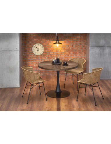 CARMELO stół okrągły, blat - orzech, noga - czarny (3p 1szt)