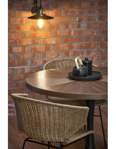 CARMELO stół okrągły, blat - orzech, noga - czarny (3p 1szt)