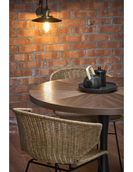 CARMELO stół okrągły, blat - orzech, noga - czarny (3p 1szt)