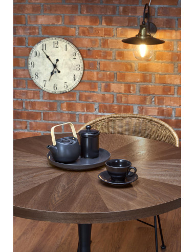 CARMELO stół okrągły, blat - orzech, noga - czarny (3p 1szt)