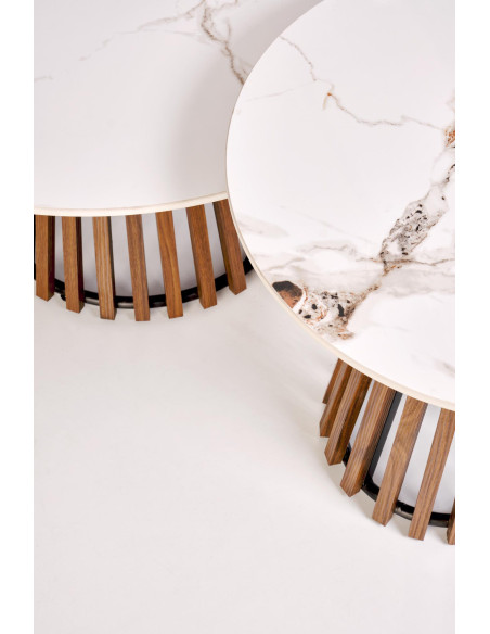 CARINA  ława beżowy marmur / orzechowy (2p 1szt)