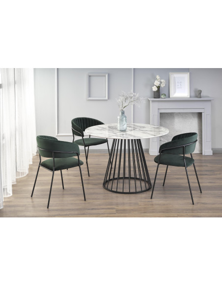 BRODWAY stół blat - biały marmur, noga - czarny (2p 1szt)