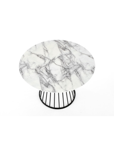 BRODWAY stół blat - biały marmur, noga - czarny (2p 1szt)