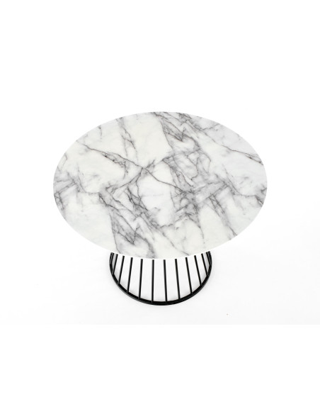 BRODWAY stół blat - biały marmur, noga - czarny (2p 1szt)