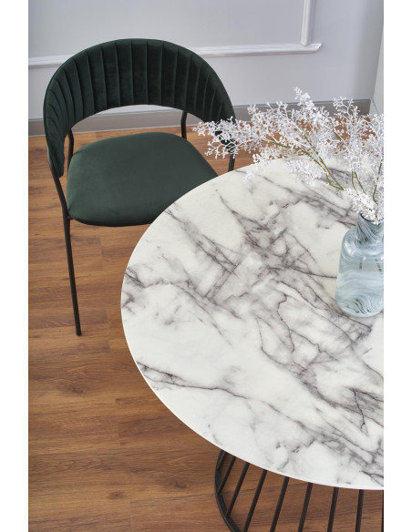 BRODWAY stół blat - biały marmur, noga - czarny (2p 1szt)