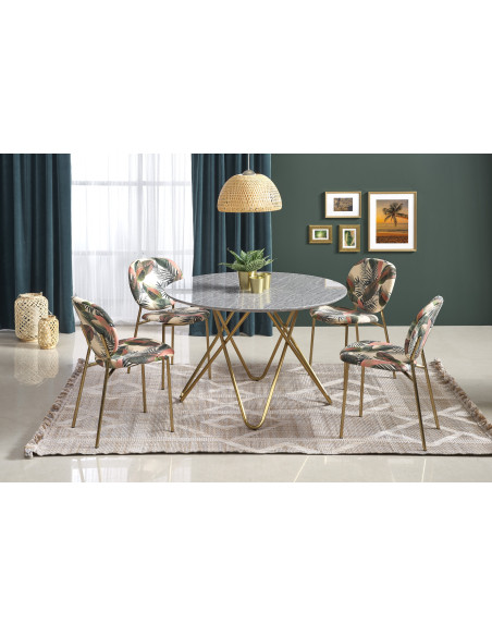 BONELLO stół, blat - popielaty marmur, nogi - złoty (2p 1szt)