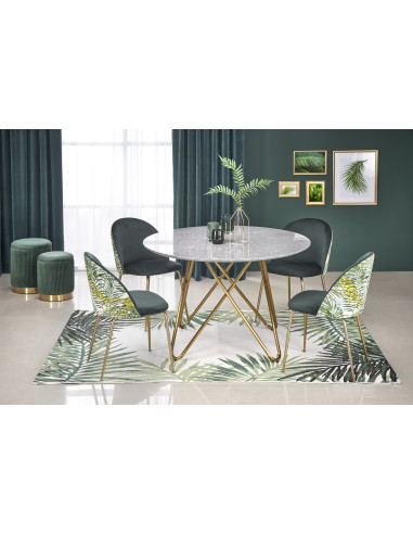 BONELLO stół, blat - popielaty marmur, nogi - złoty (2p 1szt)