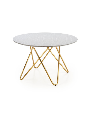 BONELLO stół, blat - popielaty marmur, nogi - złoty (2p 1szt)
