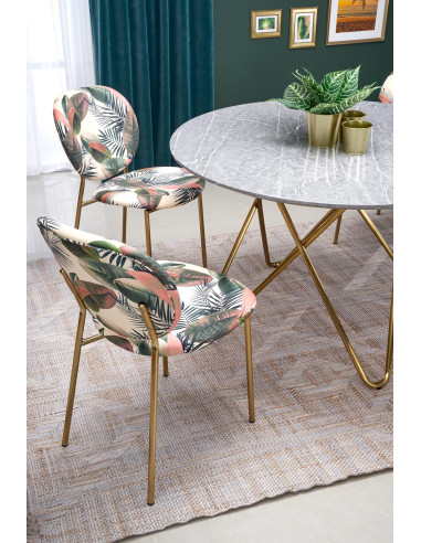 BONELLO stół, blat - popielaty marmur, nogi - złoty (2p 1szt)