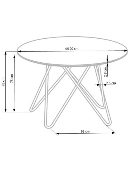BONELLO stół, blat - popielaty marmur, nogi - złoty (2p 1szt)