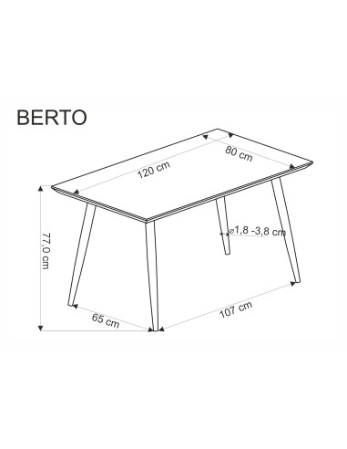 BERTO stół blat - naturalny, noga - czarny (2p 1szt)