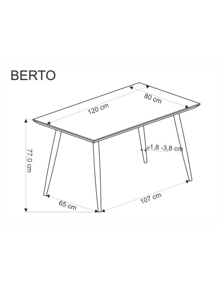 BERTO stół blat - naturalny, noga - czarny (2p 1szt)