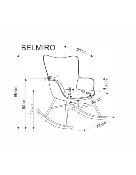 BELMIRO fotel wypoczynkowy z funkcją kołyski, oliwkowy (1p 1szt)