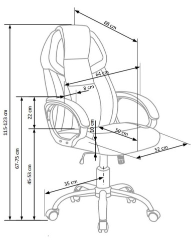 BARTON fotel gabinetowy czarno-biały